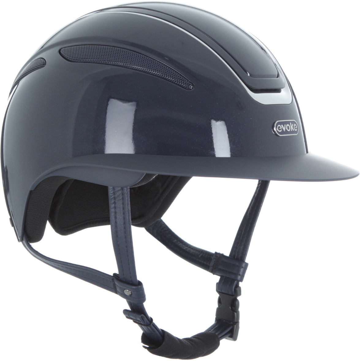 2026 Evoke Unisex Callisto Wide Peak Riding Hat & Liner 200362003 - Navy / Metallic / Chrome